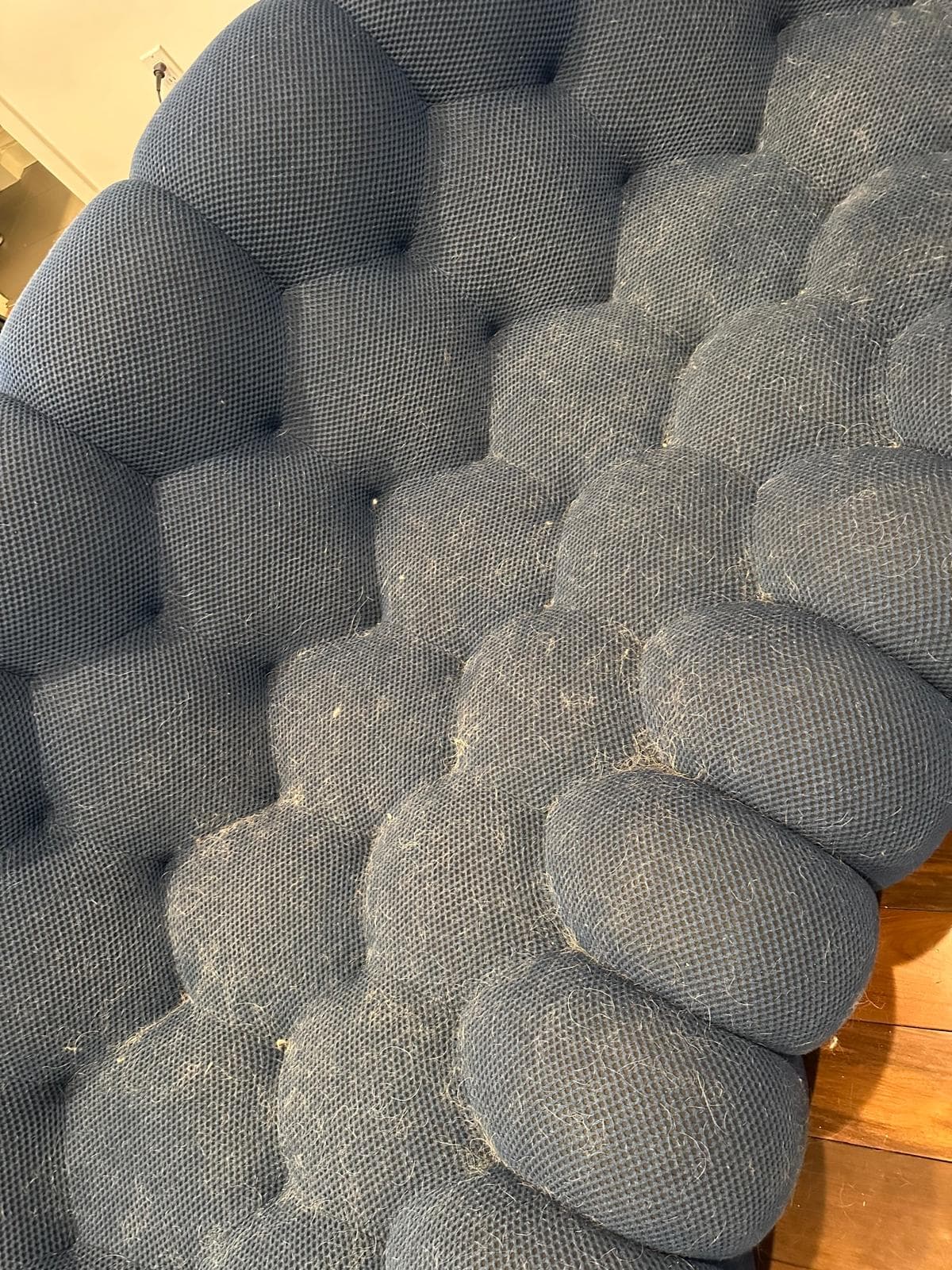 Before: Sofa before and after cleaning